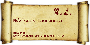 Mácsik Laurencia névjegykártya
